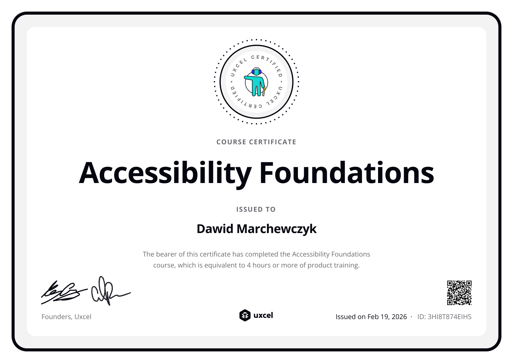 Dawid Marchewczyk's certificate